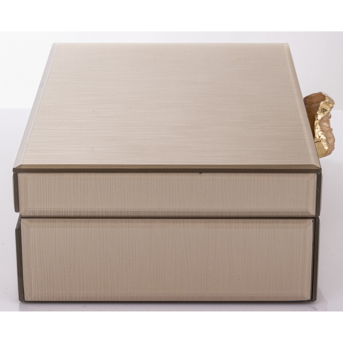 Szkatułka z MDFu z agatem 8x24x18,5 cm szampańska