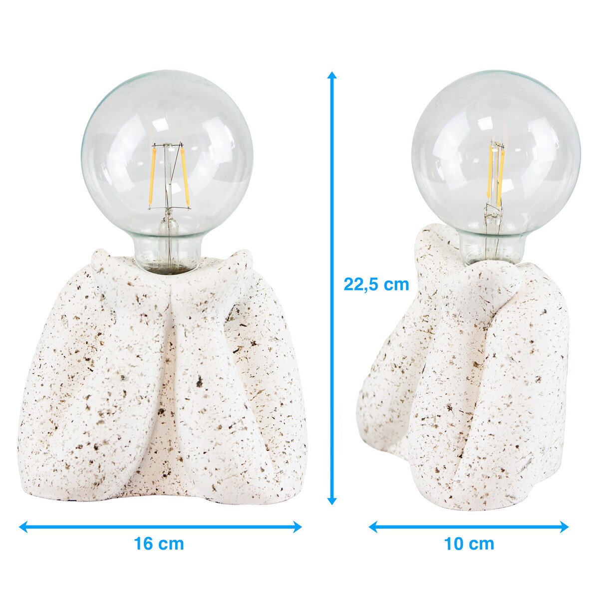 Lampka Nocna Led Stojąca Stołowa Cementowa Dekoracyjna Na Baterie Biała