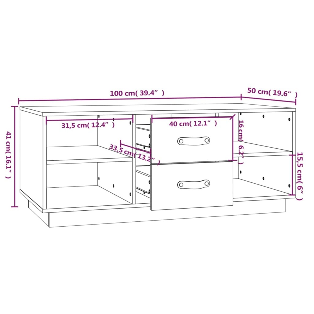vidaXL Stolik kawowy, 100x50x41 cm, lite drewno sosnowe