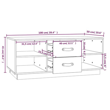 vidaXL Stolik kawowy, 100x50x41 cm, lite drewno sosnowe