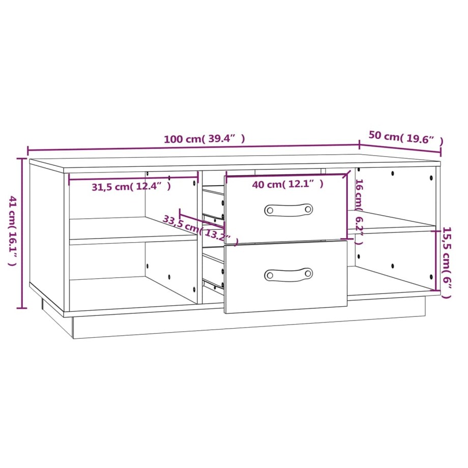 vidaXL Stolik kawowy, 100x50x41 cm, lite drewno sosnowe