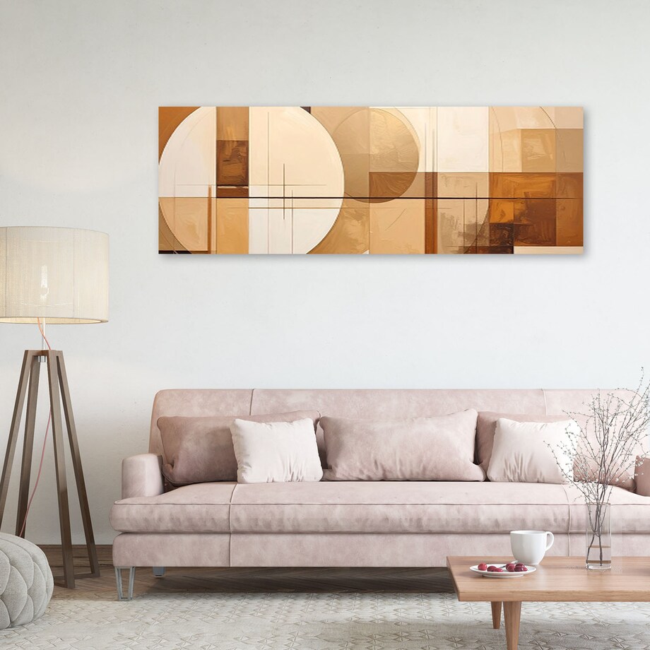 Obraz do salonu sypialni biura, Abstrakcyjne geometryczne formy w beżu