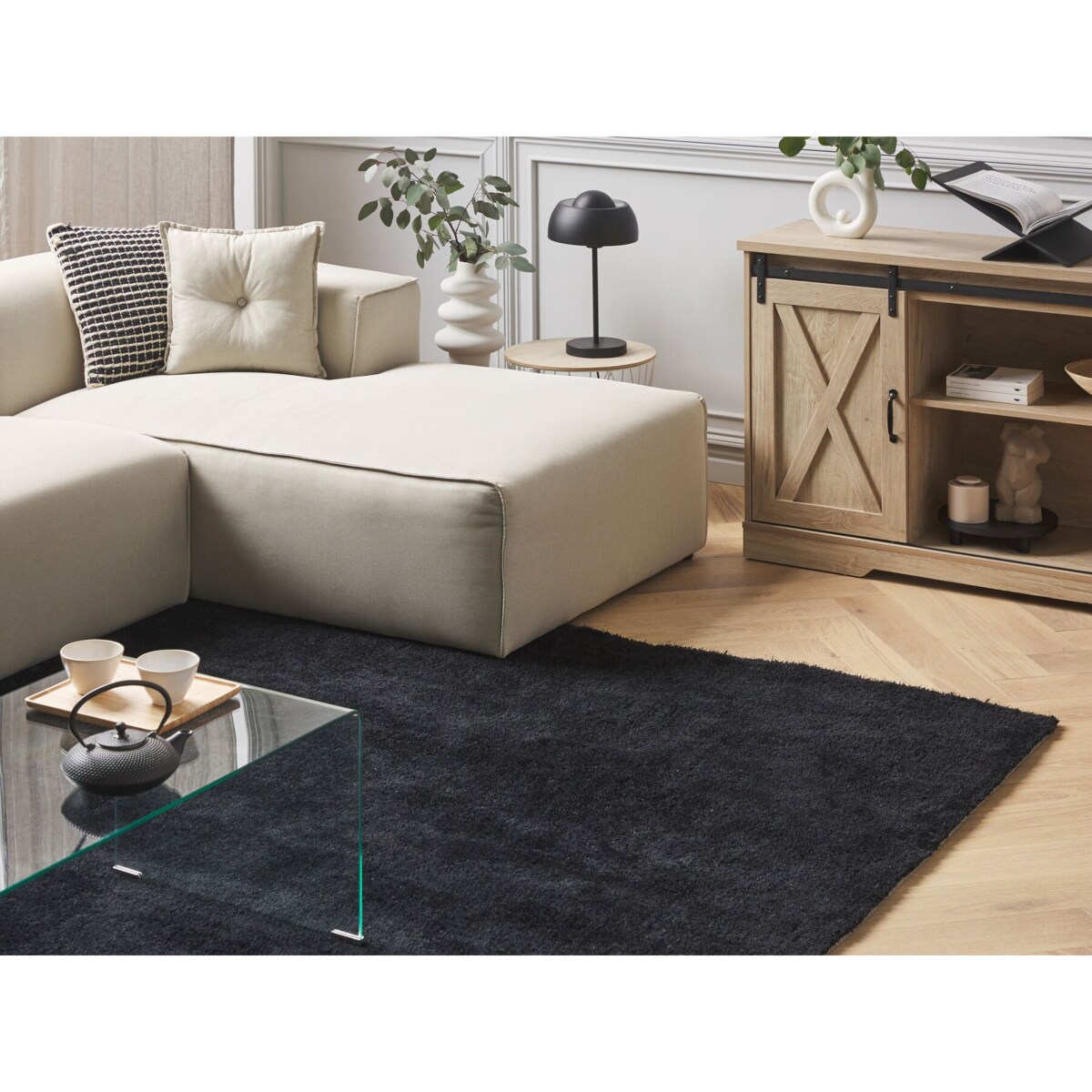 Dywan shaggy 140 x 200 cm czarny DEMRE