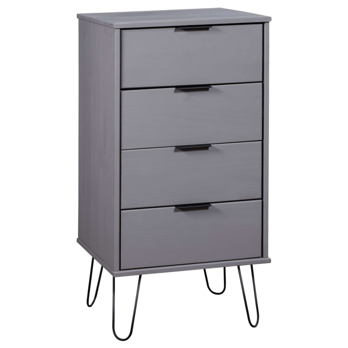 vidaXL Komoda, szara, 45x39,5x90,3 cm, lite drewno sosnowe