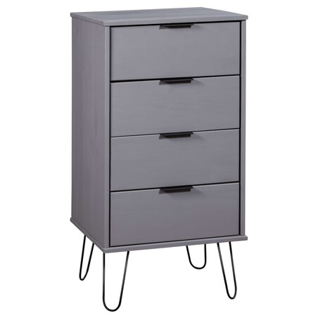 vidaXL Komoda, szara, 45x39,5x90,3 cm, lite drewno sosnowe