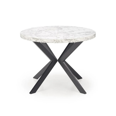 Stół okrągły rozkładany PERONI 100(250)x100 biały marmur/czarny