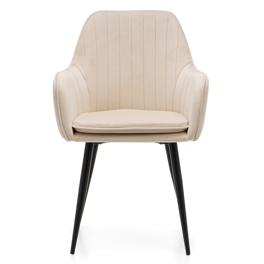 Krzesło tapicerowane EMILIA jasnobeżowa welur salon jadalnia