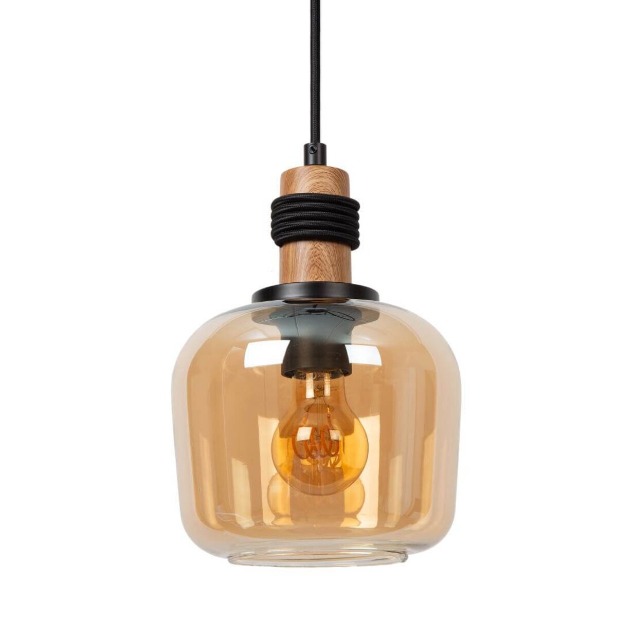 Wisząca lampa Ilona 45408/18/62 Lucide szklana czarny bursztynowy