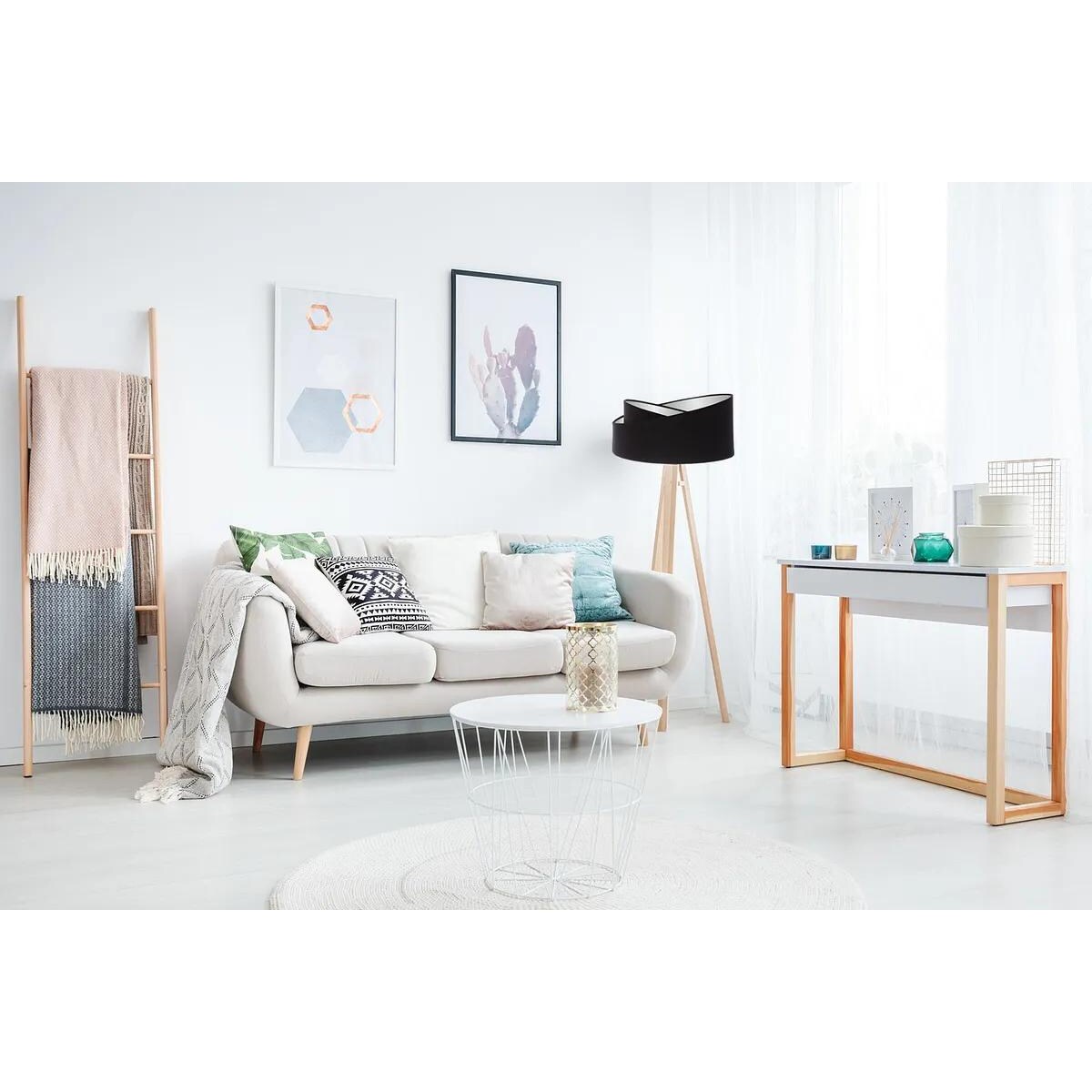 Lampa stojąca GEMSTONE czarna/srebrna/sosna