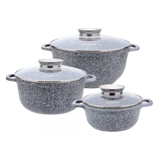 Zestaw 3 garnków z powłoką marmurową 2.3/4.5/6.8L 6 elementów KLAUSBERG
