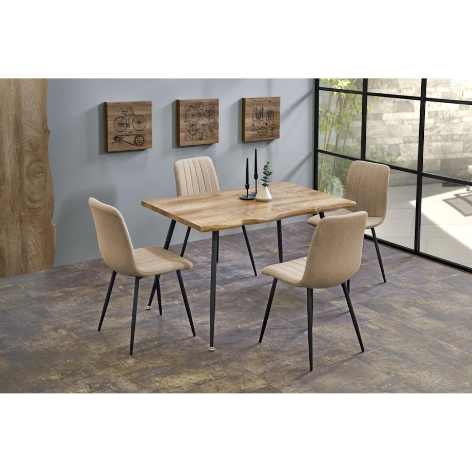 STÓŁ PROSTOKĄTNY Lores BLAT Z MDF dębowy stalowe nogi