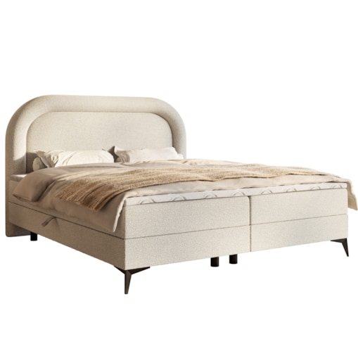 Łóżko ROSSINI z materacem, tkanina quella- ecru- styl skandynawski