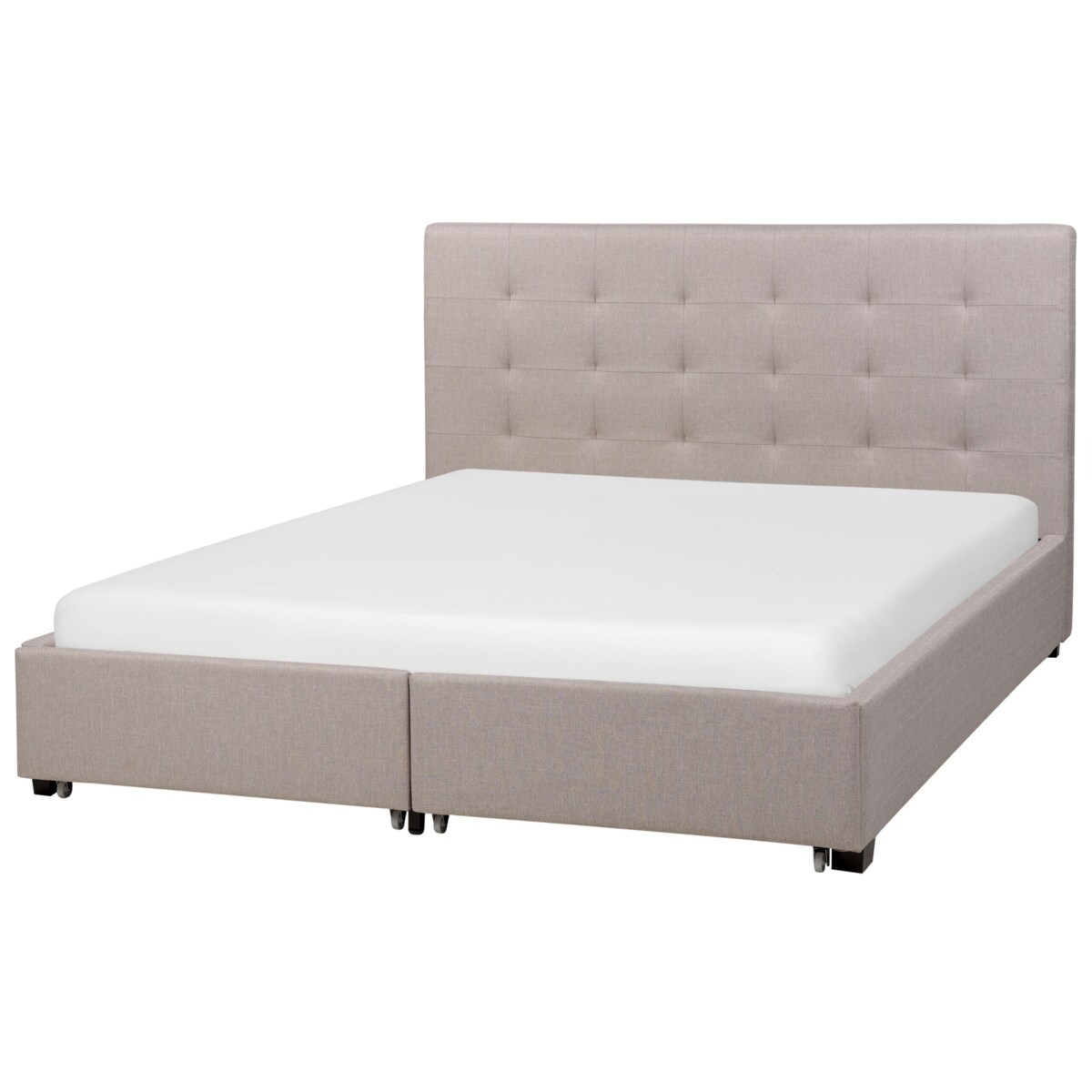 Łóżko z szufladami tapicerowane 160 x 200 cm jasnoszare LA ROCHELLE