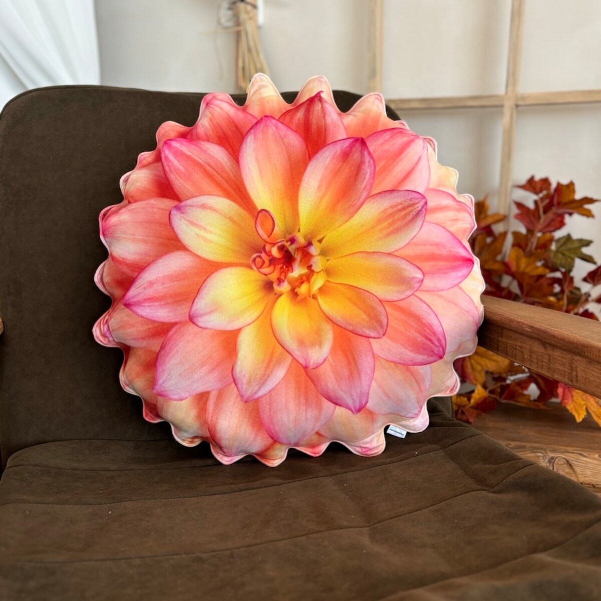 Poduszka jesienna kwiat Dalia duża