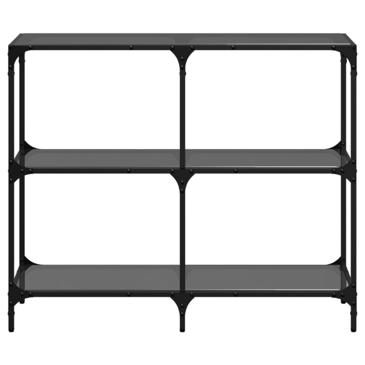 vidaXL Stolik konsolowy z czarnym, szklanym blatem, 98x30x81 cm, stal