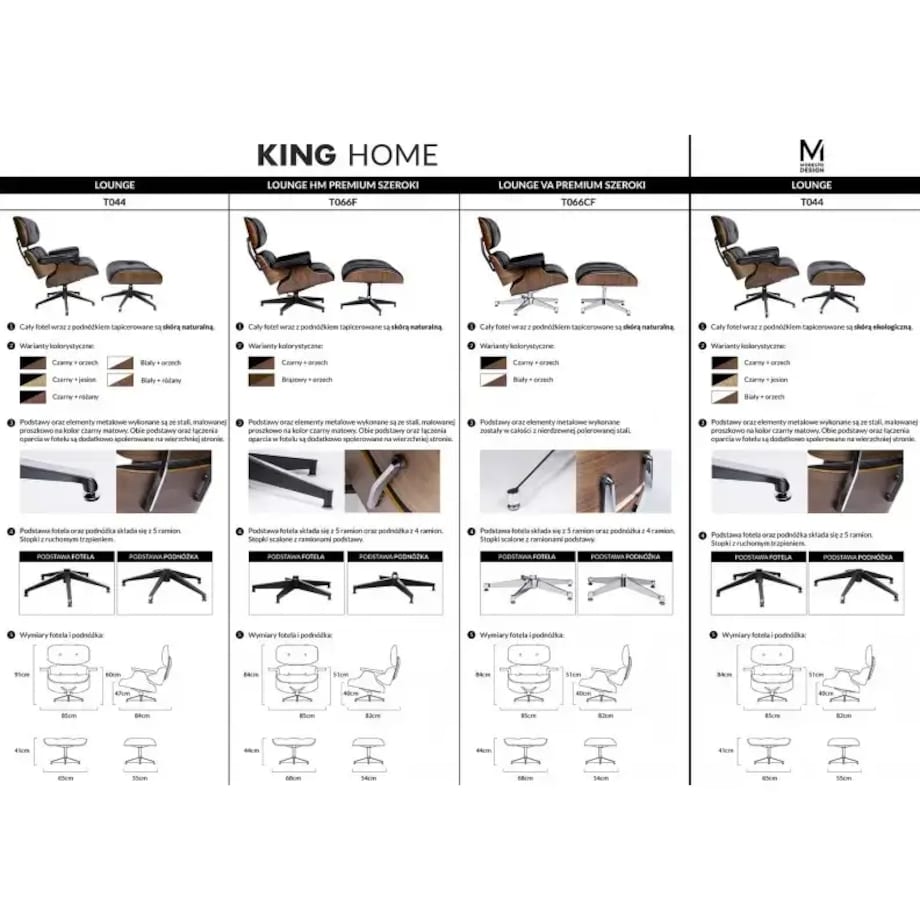 Komfortowy fotel Lounge obrotowy do gabinetu czarny orzech, King Home