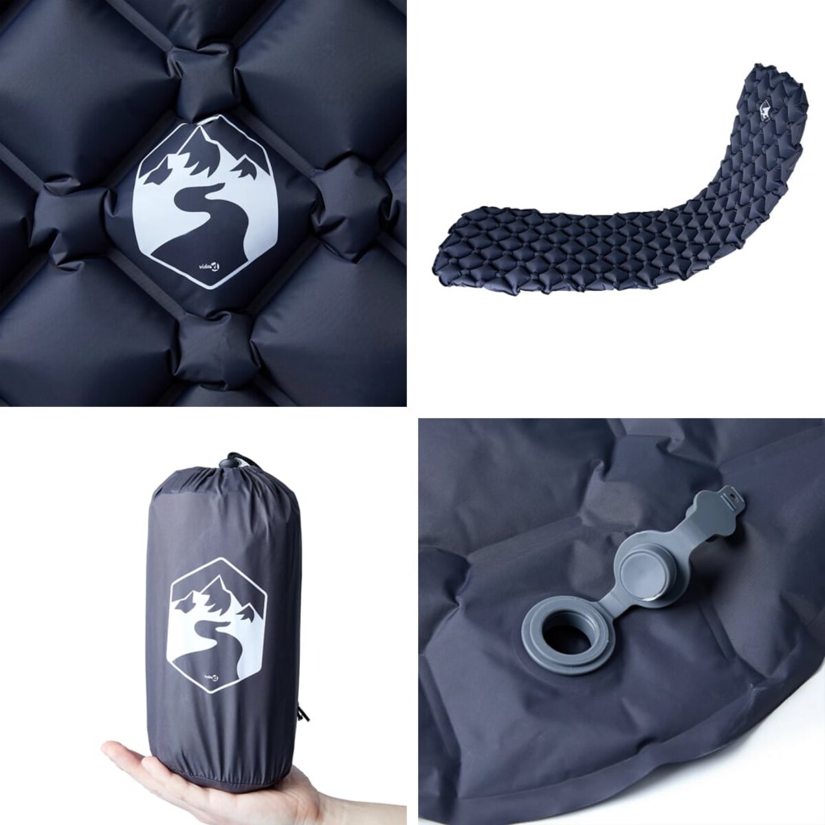 vidaXL Dmuchany materac turystyczny, 1-osobowy, szary, 190x58x6 cm