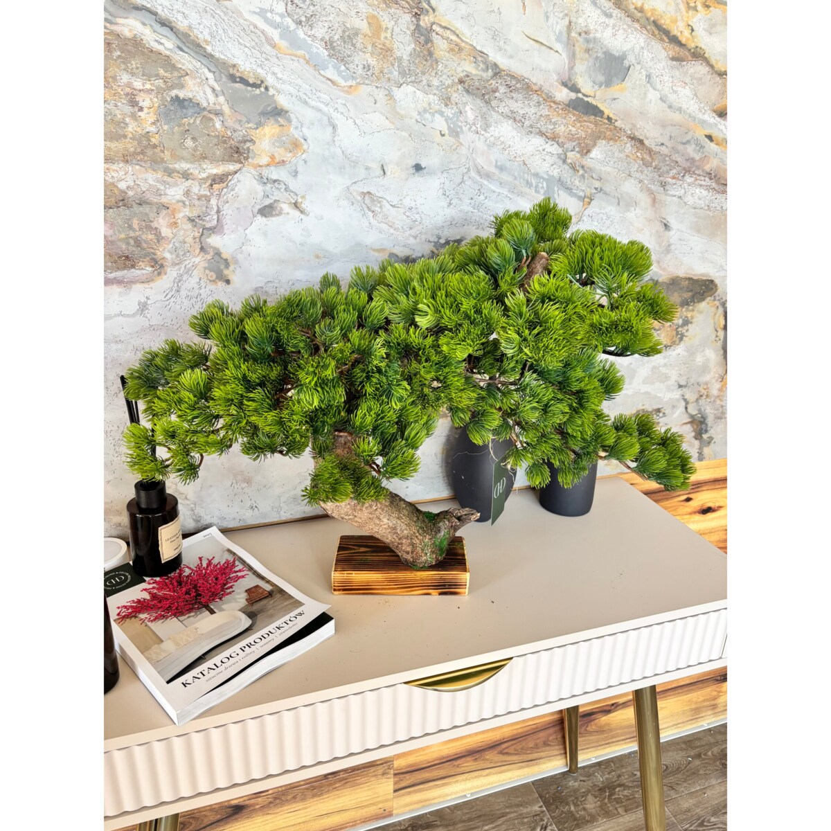 Bonsai iglaste na naturalnym pniu