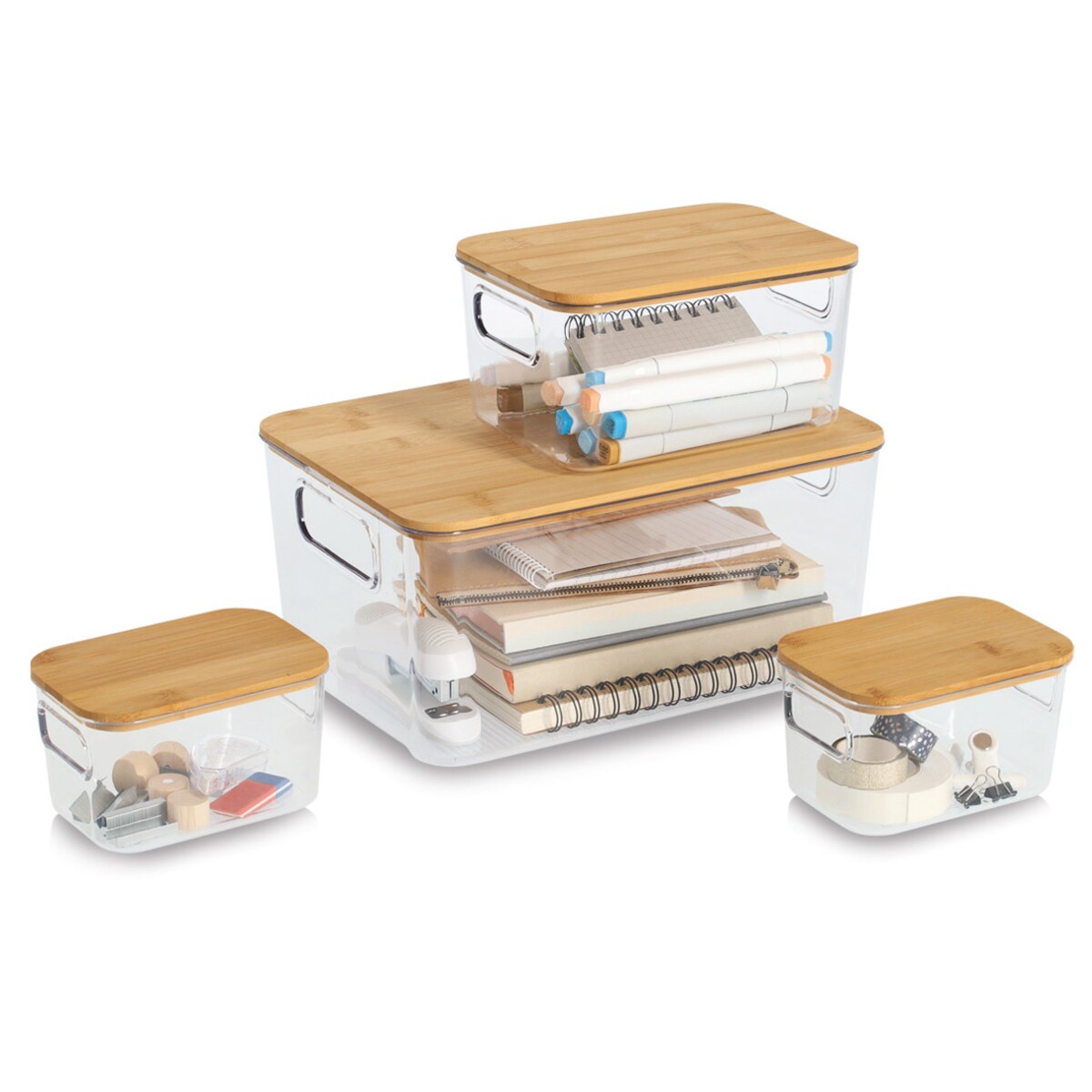 Zestaw organizerów kuchennych ZELLER, 4 szt. bambusowe pokrywki