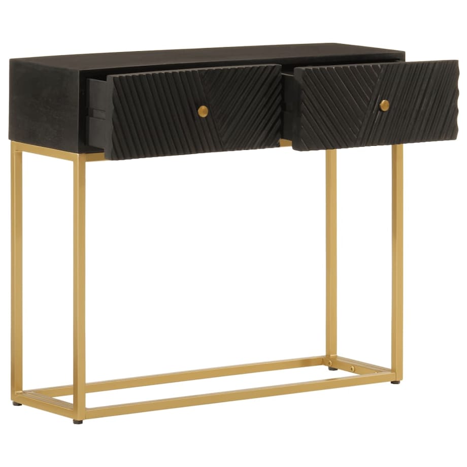 vidaXL Stolik konsolowy, czarny, 90x30x76 cm, drewno mango i żelazo