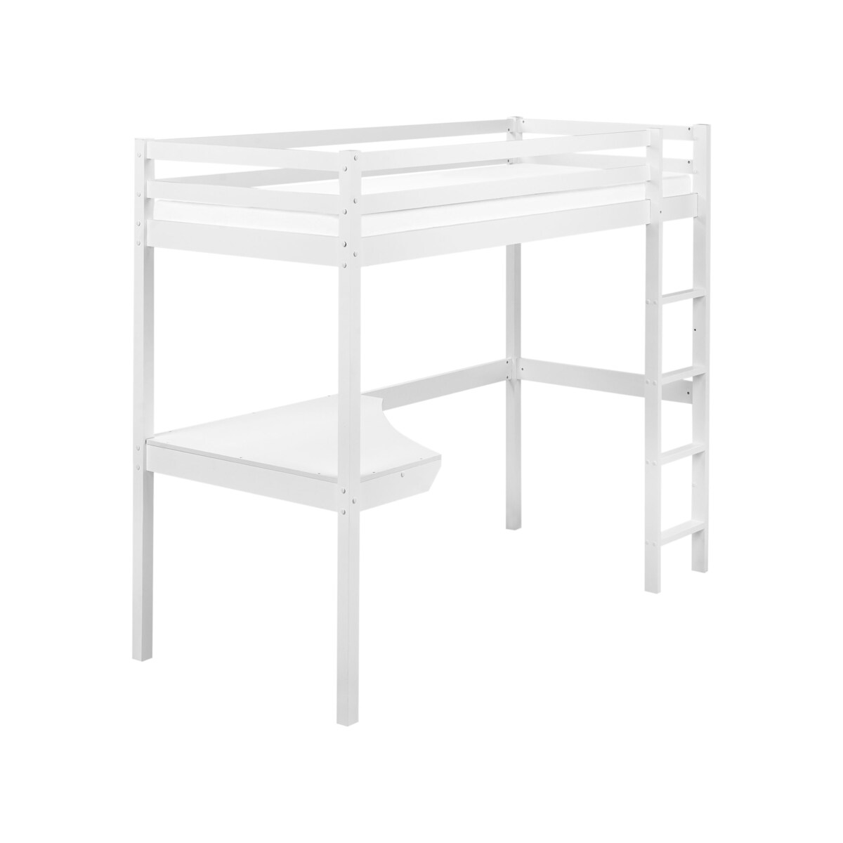 Łóżko na antresoli z biurkiem Drewno sosnowe LOURY 90 x 200 cm Biały