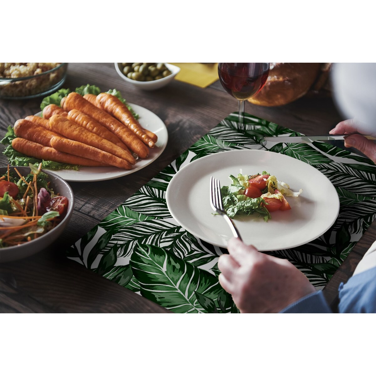 Komplet mat pod talerz Tropikalne liście, 6 szt. 45x30cm