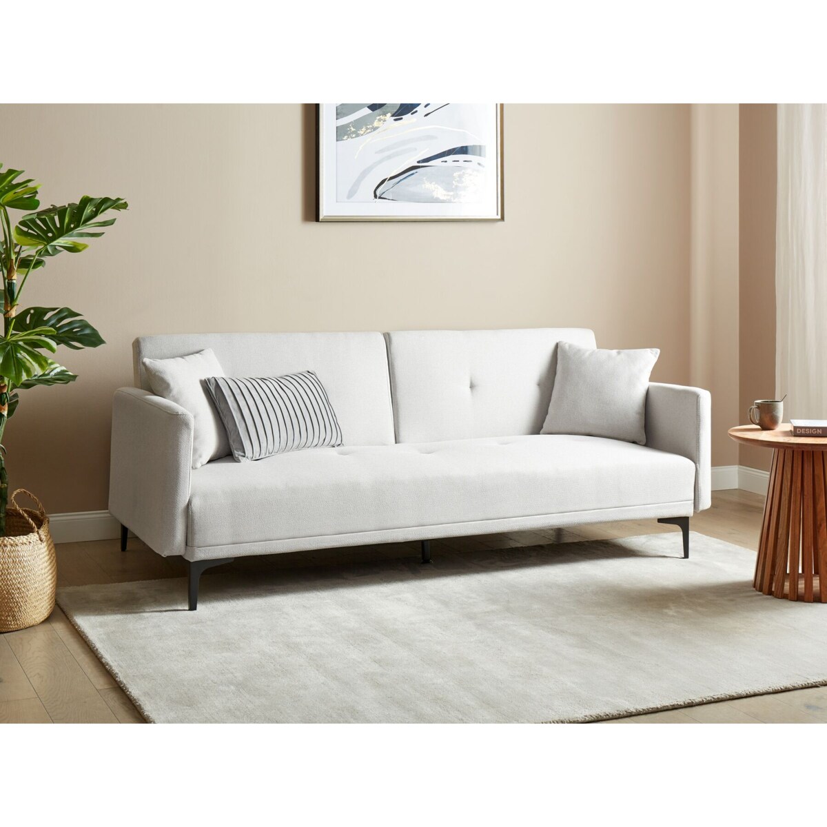 Sofa rozkładana jasnobeżowa LUCAN