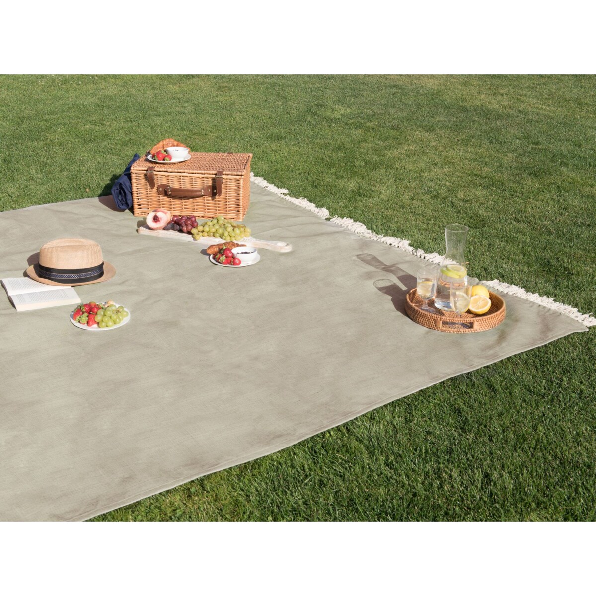 Koc piknikowy DHANDI 200 x 200 cm Beżowoszary