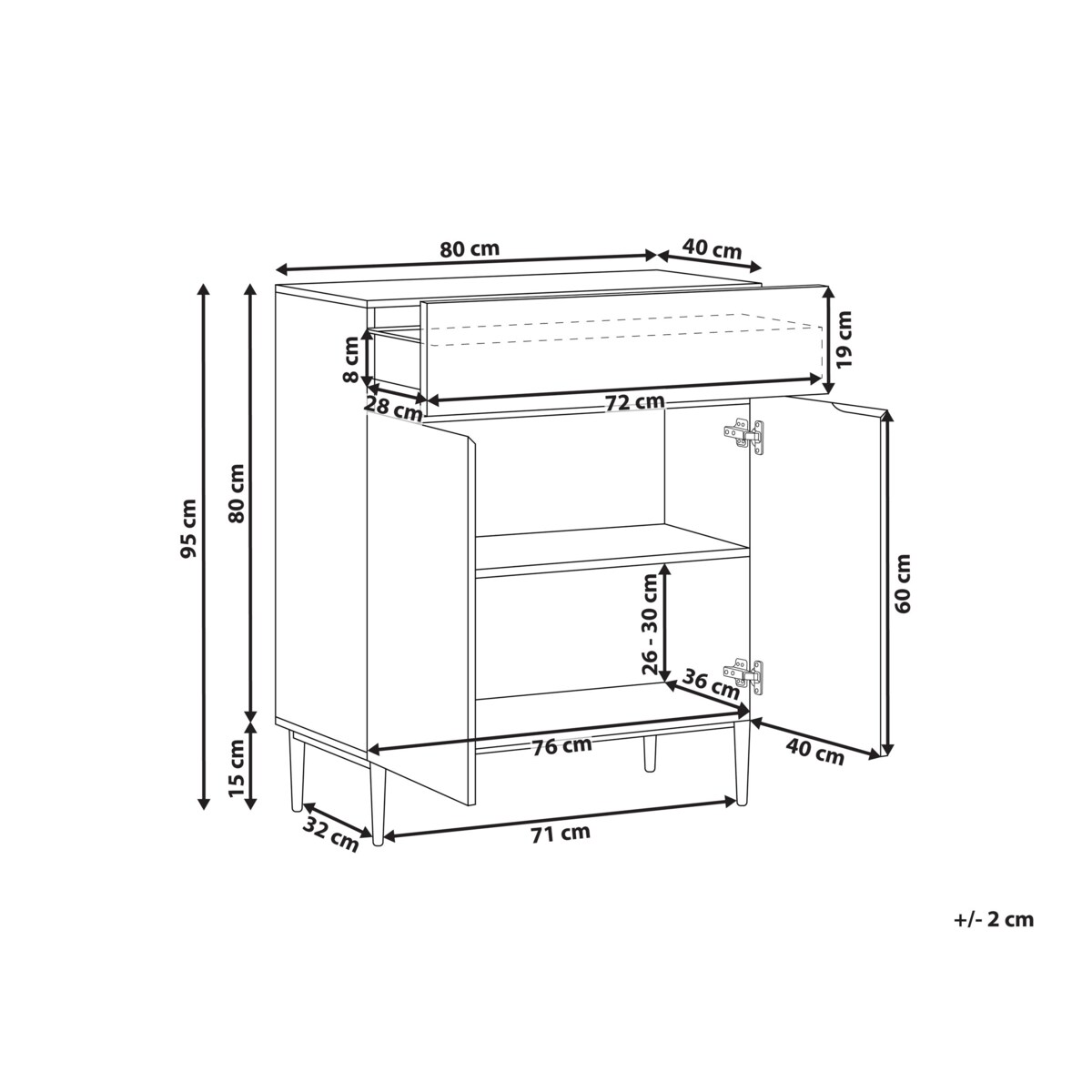 Szafka dwudrzwiowa czarny z brązowym BLYTHE