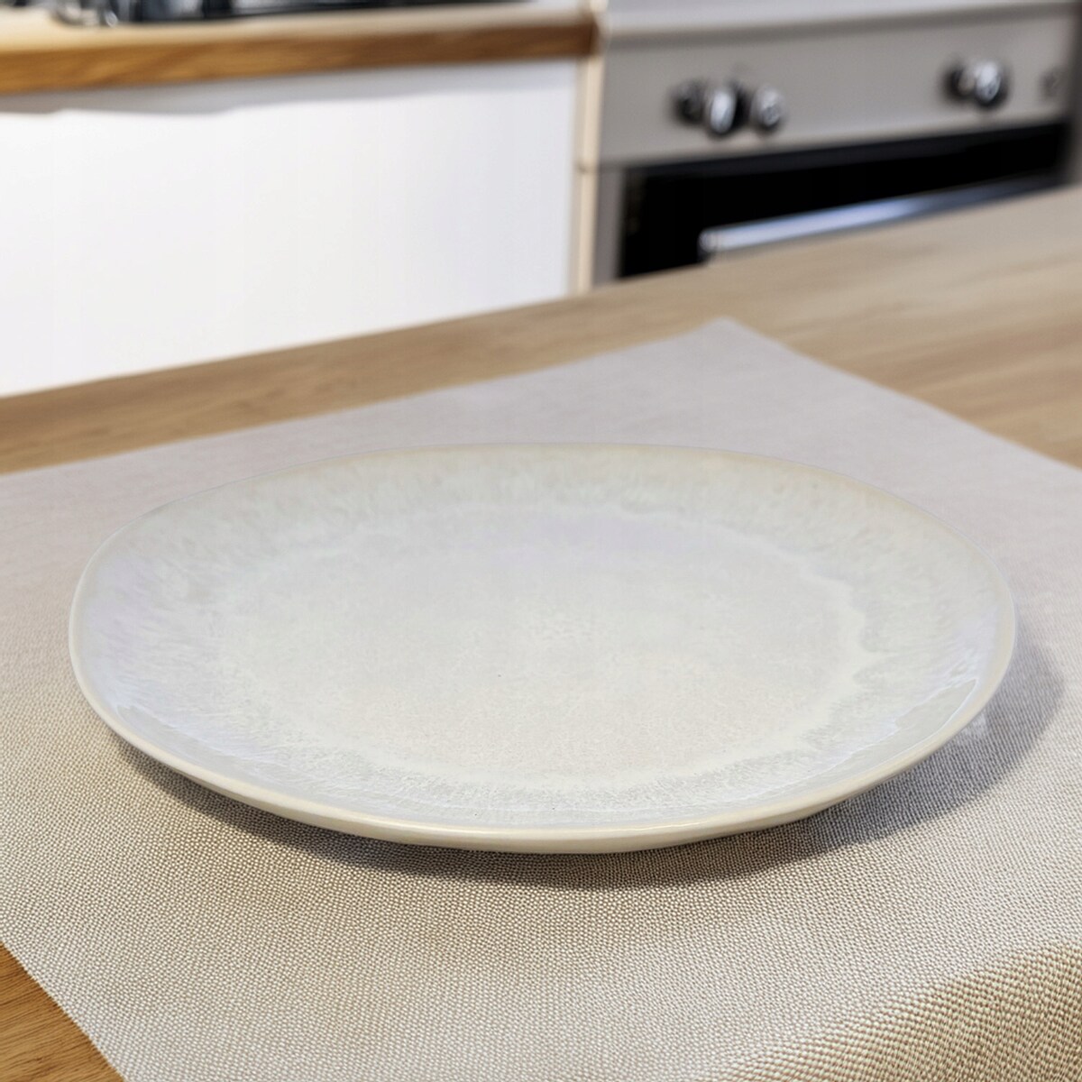 TALERZ OBIADOWY PŁYTKI PŁASKI DUŻY 28cm CERAMICZNY BEŻOWY NA SZTUKI SERWIS