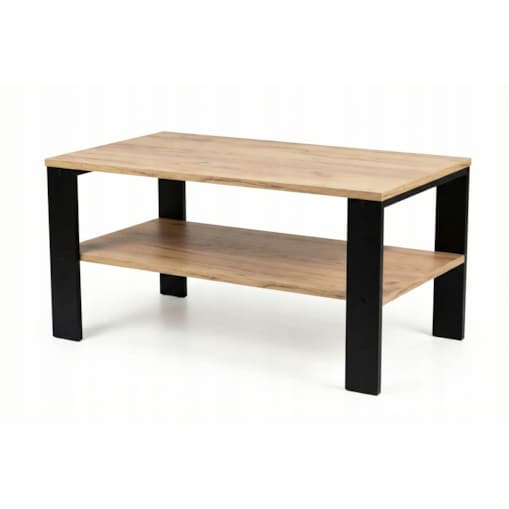 Stolik Kawowy Loft Industrialny Dąb Złoty Craft Czarny Stelaż 90X52Cm