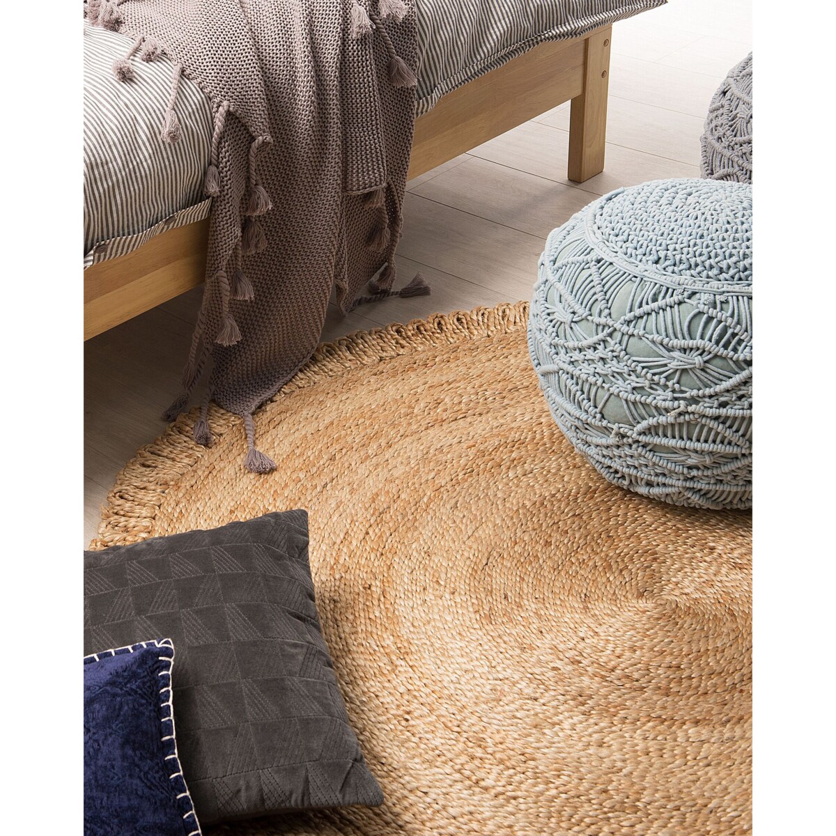 Dywan okrągły z juty ⌀ 140 cm beżowy ERENCE