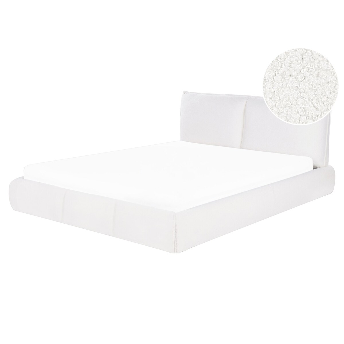 Łóżko boucle 160 x 200 cm białe VINAY