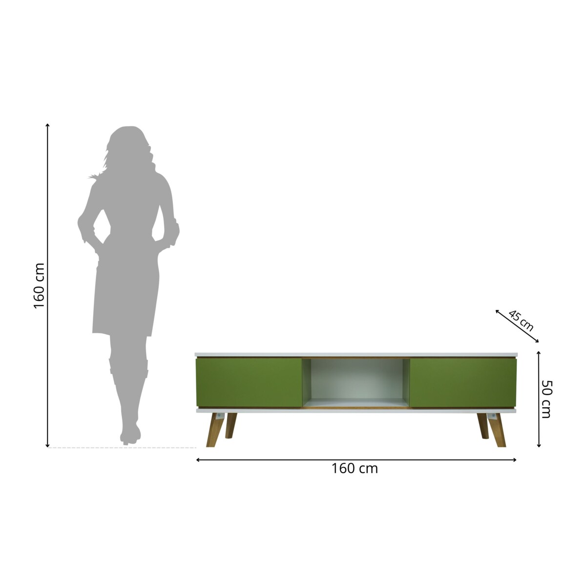 Zielona Komoda Rtv Jorgen / szer. 160 cm