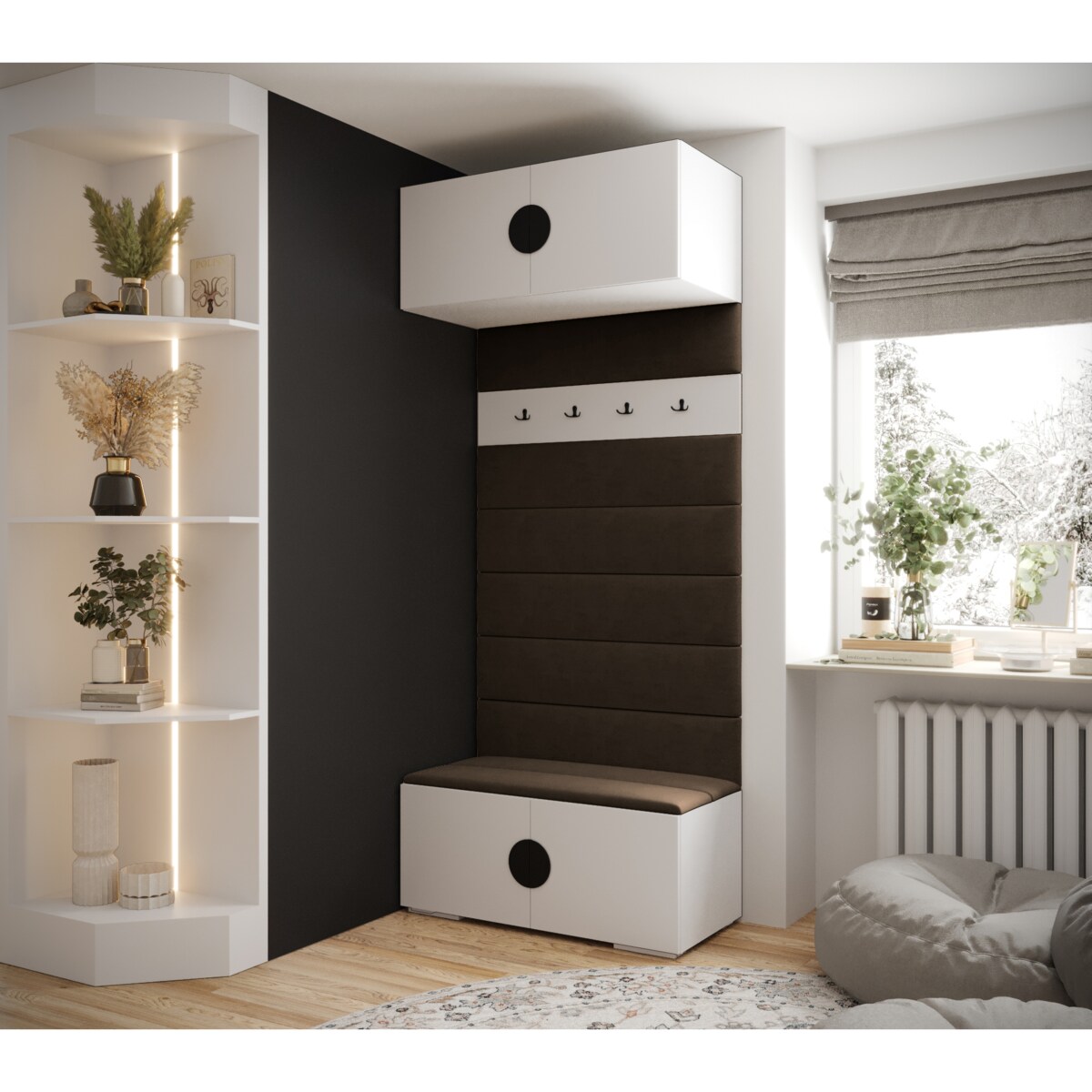 Garderoba do przedpokoju INOVA 4 biały+czarny+manila04