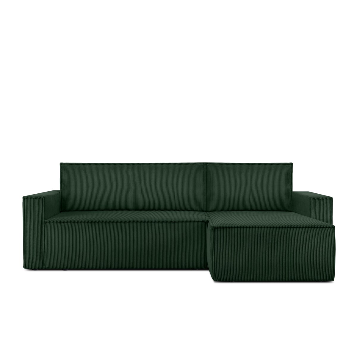 KONSIMO NAPI Duża rozkładana sztruksowa sofa, ciemnozielona, ​​prawa/lewa