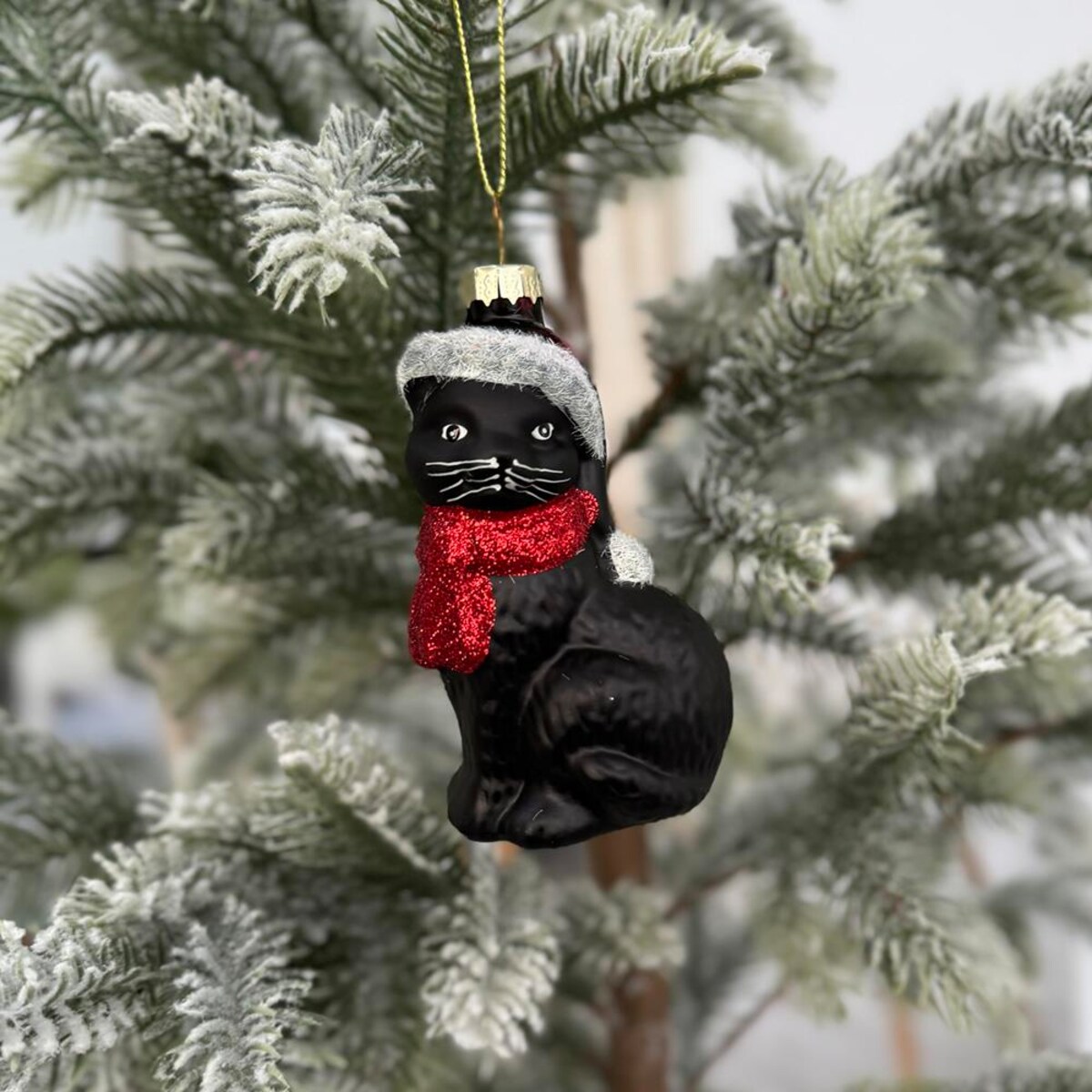 VILLA ITALIA Bombka szklana KOT czarny 9,5 cm