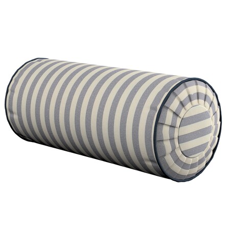 Poduszka wałek z zakładkami, granatowo-białe pasy (1,5cm), Ø20 x 50 cm, Quadro