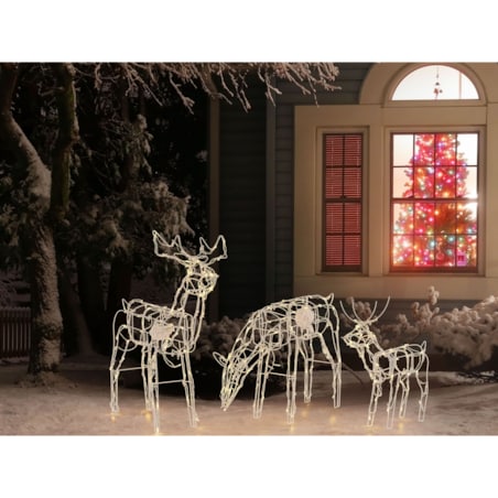 Dekoracja ogrodowa LED MIKKELI Ruchomy renifer 76/47/52 cm Biały