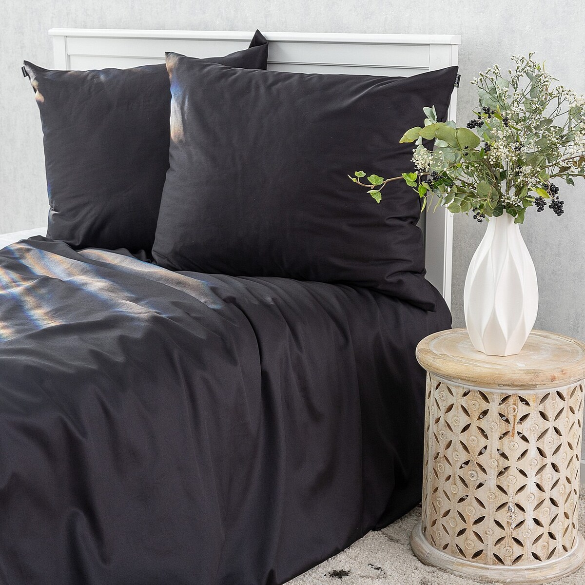 Pościel z satyny bawełnianej Black 220x200 cm, 220x200 cm