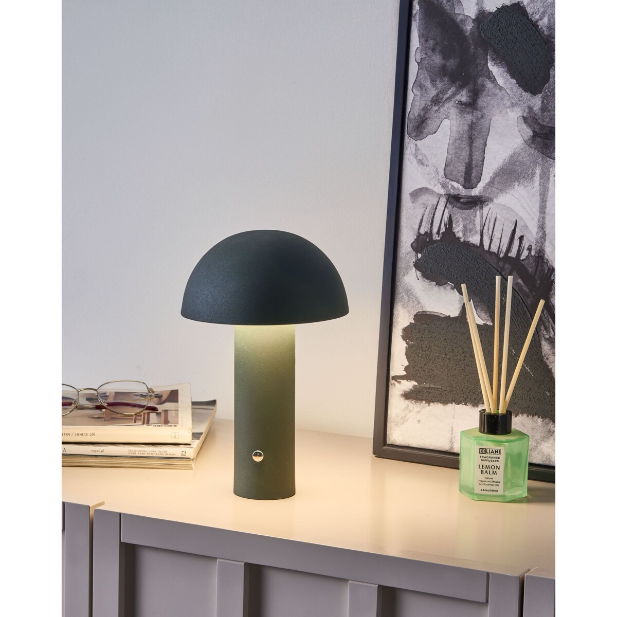 Bezprzewodowa lampa stołowa LED BOJO Ze ściemniaczem Metal Ciemnozielony
