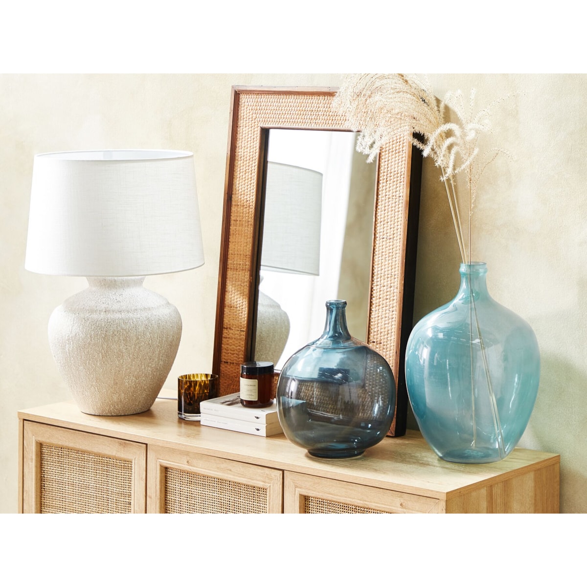 Wazon na kwiaty szklany 39 cm jasnoniebieski ROTI