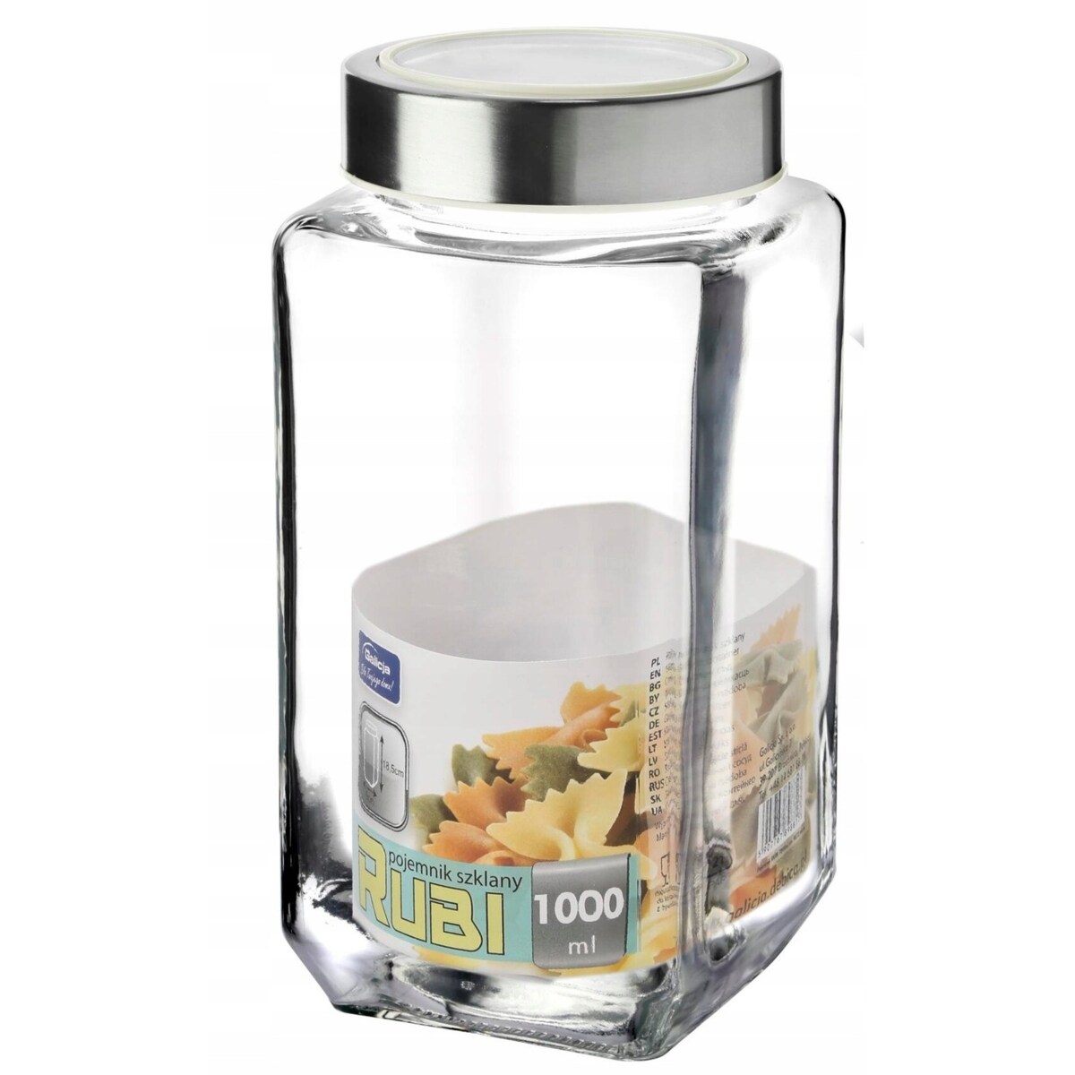 szklany POJEMNIK na ŻYWNOŚĆ mąkę cukier SŁOIK RUBI 1 L do szuflady szafki