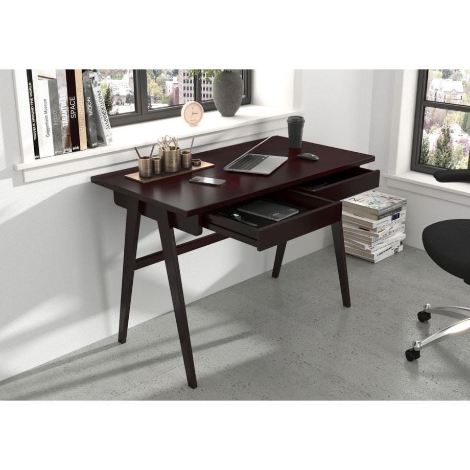 Drewniane bukowe biurko / toaletka z szufladami Visby EDDA / kolor palisander