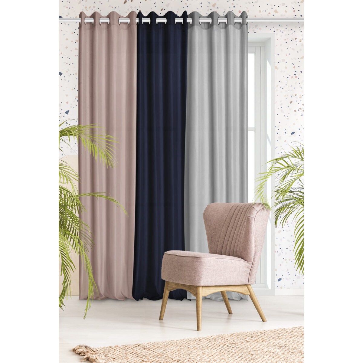 Biała Zasłona Gotowa 140 x 250 na Przelotkach matowa Dekoracyjna Zwiewna