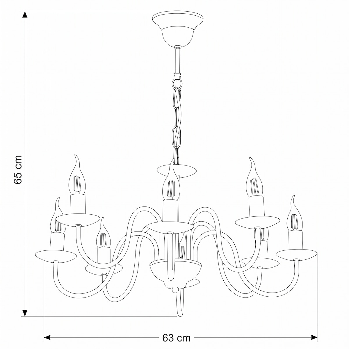 lampa wisząca świecznikowa czarna 8 punktowa edylit loft
