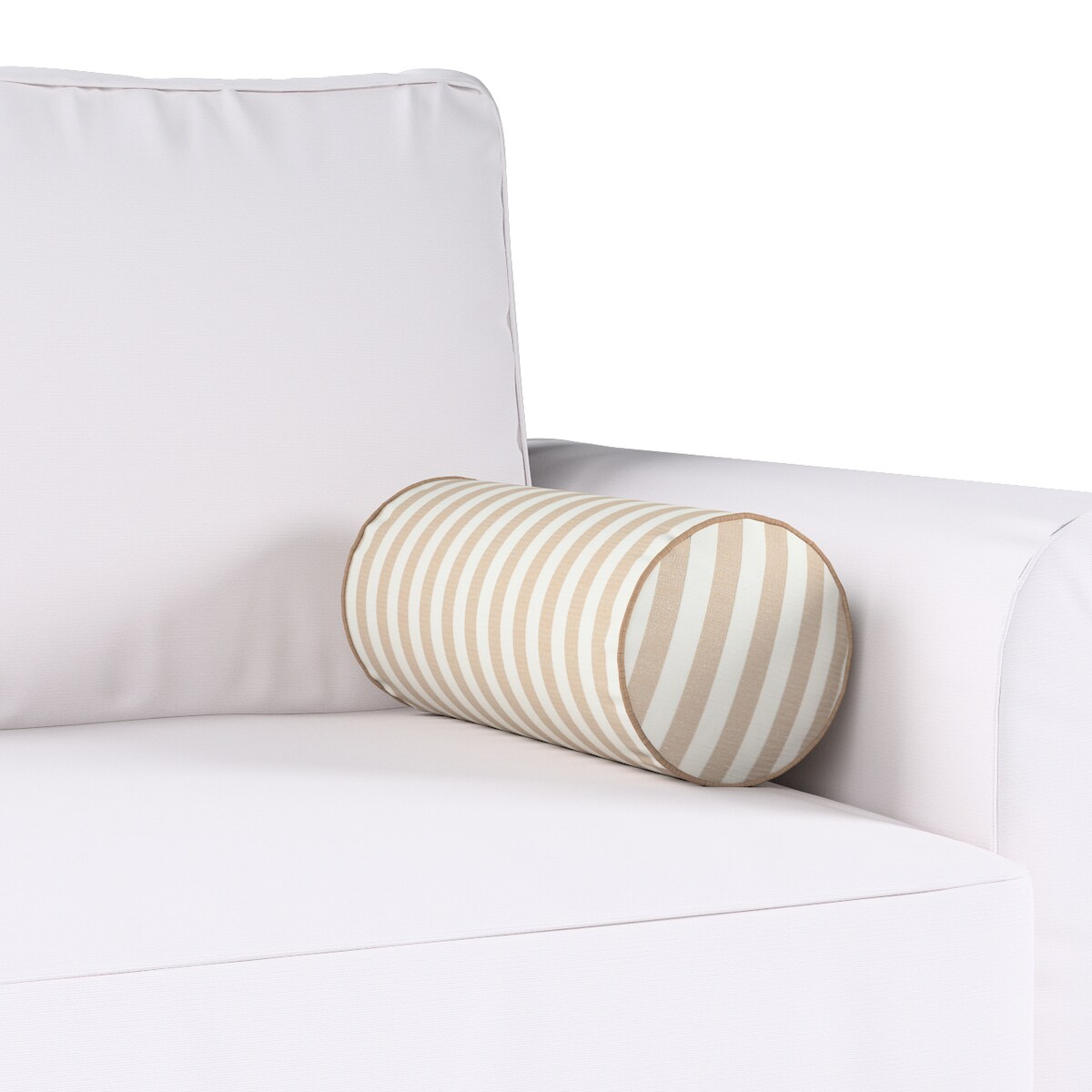 Poduszka wałek prosty, beżowo-białe pasy (1,5cm), Ø16 x 40 cm, Christmas