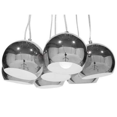 Lampa wisząca 7 kloszy metalowa srebrna OLZA