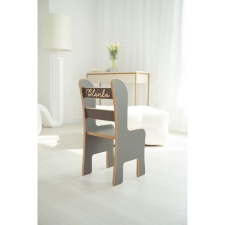 Krzesełko dla dziecka Z IMIENIEM - szare