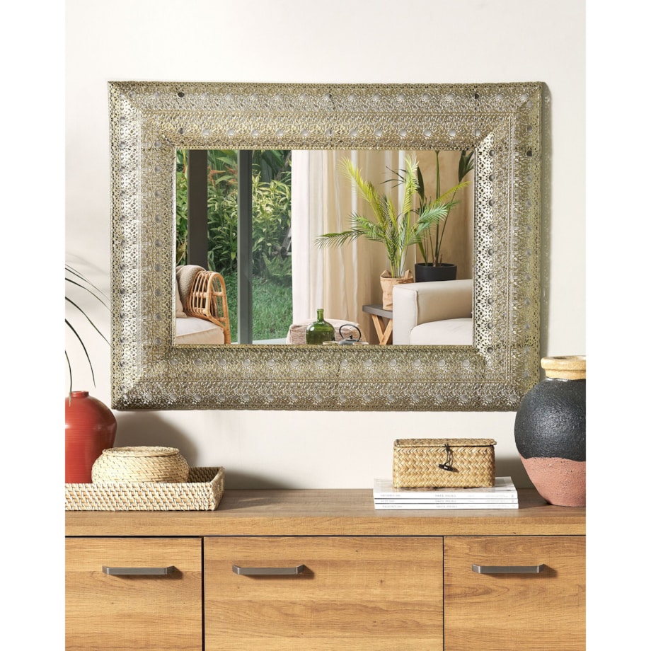 Lustro ścienne 60 x 90 cm złote DEHRADUN